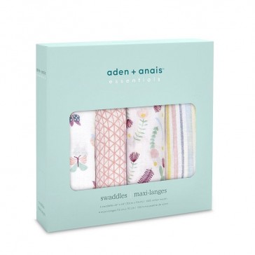 Aden and Anais Essentials Floral Fauna 4-pack Swaddles