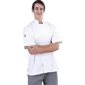 Traditional White Short Sleeve Chef Jacket by Global Chef