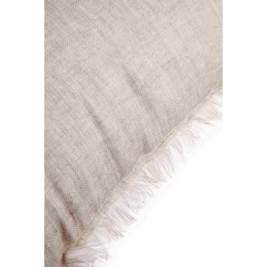 Beige & White Linen Fringed European Cushion by Alexander Santorini