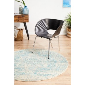 Evoke 253 White Blue Round by Rug Culture 