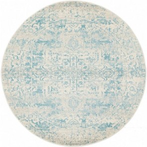 Evoke 253 White Blue Round by Rug Culture 