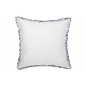 Navy & White Linen Fringed European Cushion by Alexander Santorini