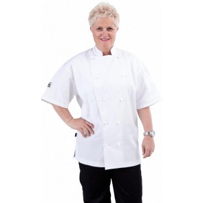 CR Classic White Short Sleeve Chef Jacket by Global Chef