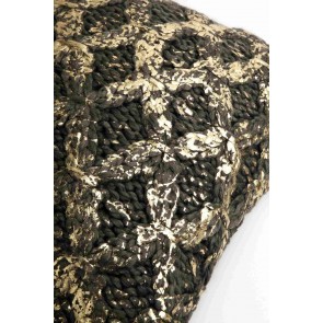 Dark Grey & Gold Knit Foiled Kav Cushion by Alexander Santorini