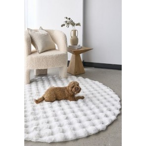 Bubble White Round Washable Rug by Rug Culture