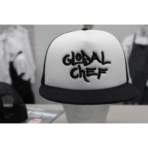 White Contrast Funky Peaked Cap by Global Chef