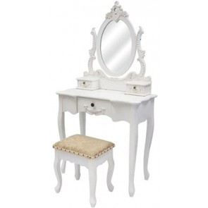 Living Good Large Dressing Table with Mirror & Stool