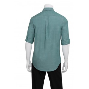 Mens Chambray Green Mist Shirt by Chef Works