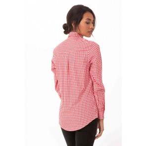 Gingham Womens Red Dress Shirt by Chef Works
