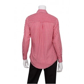 Gingham Women's Red Dress Shirt by Chef Works