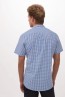 Blue Modern Gingham Men Short Sleeve Dress Shirt by Chef Works